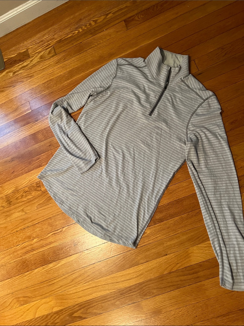 Lululemon Light Gray Striped Quarter-Zip mens
